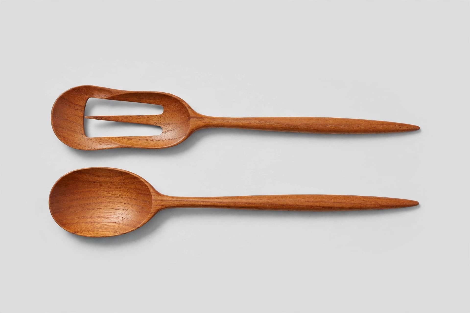 Pair of Mid-Century Wood Serving Spoons — Primary view
