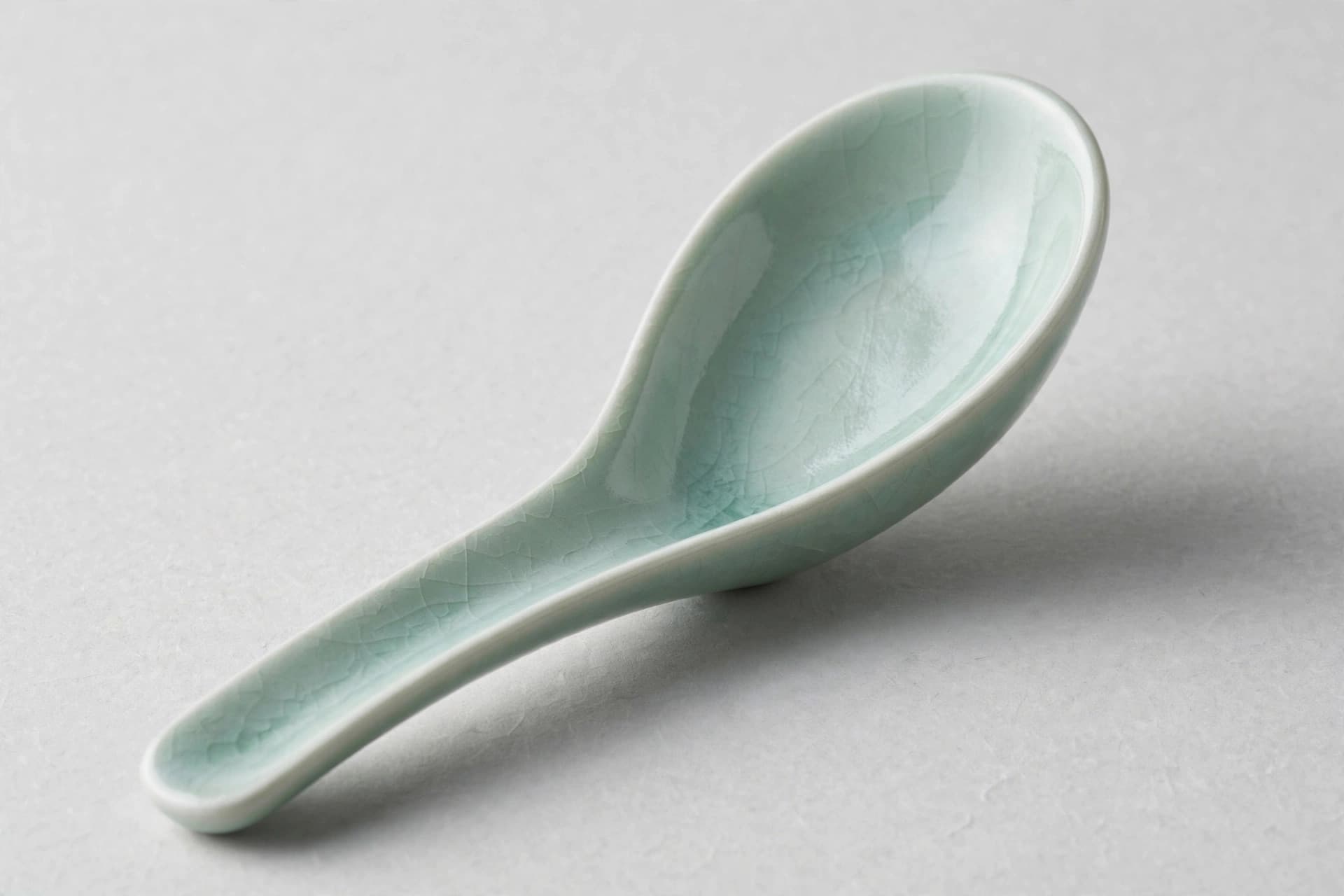 Vietnamese Celadon Porcelain Spoon, Pale Sage Glaze — Primary view