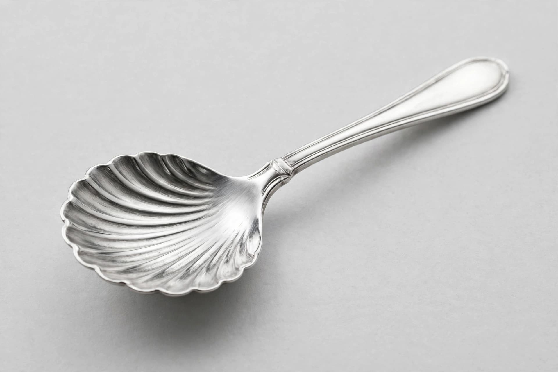 Silver Shell-Shaped Caddy Spoon — Primary view