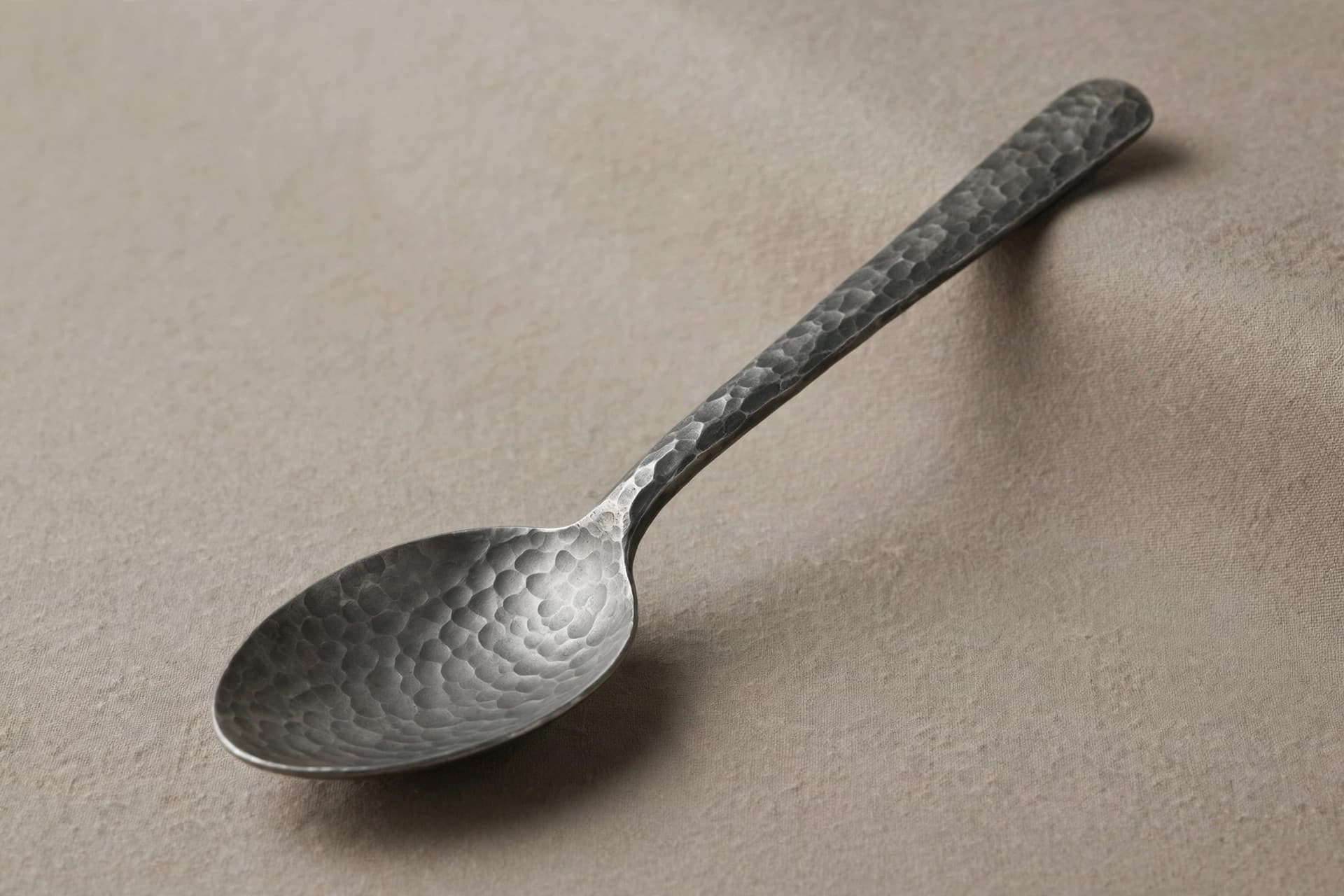 Mexican Hammered Pewter Spoon — Primary view