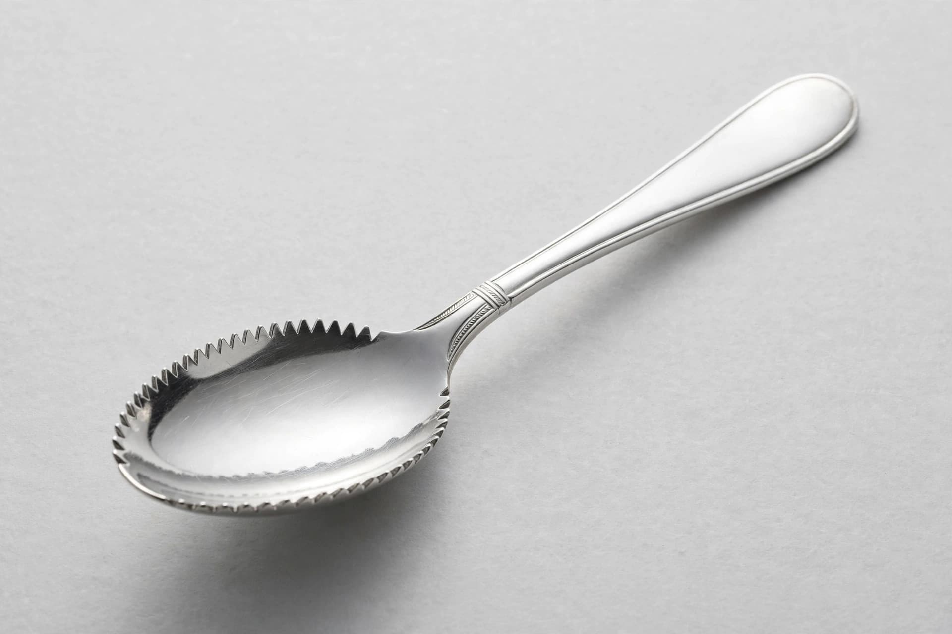 Sterling Silver Grapefruit Spoon, Serrated Edge — Primary view