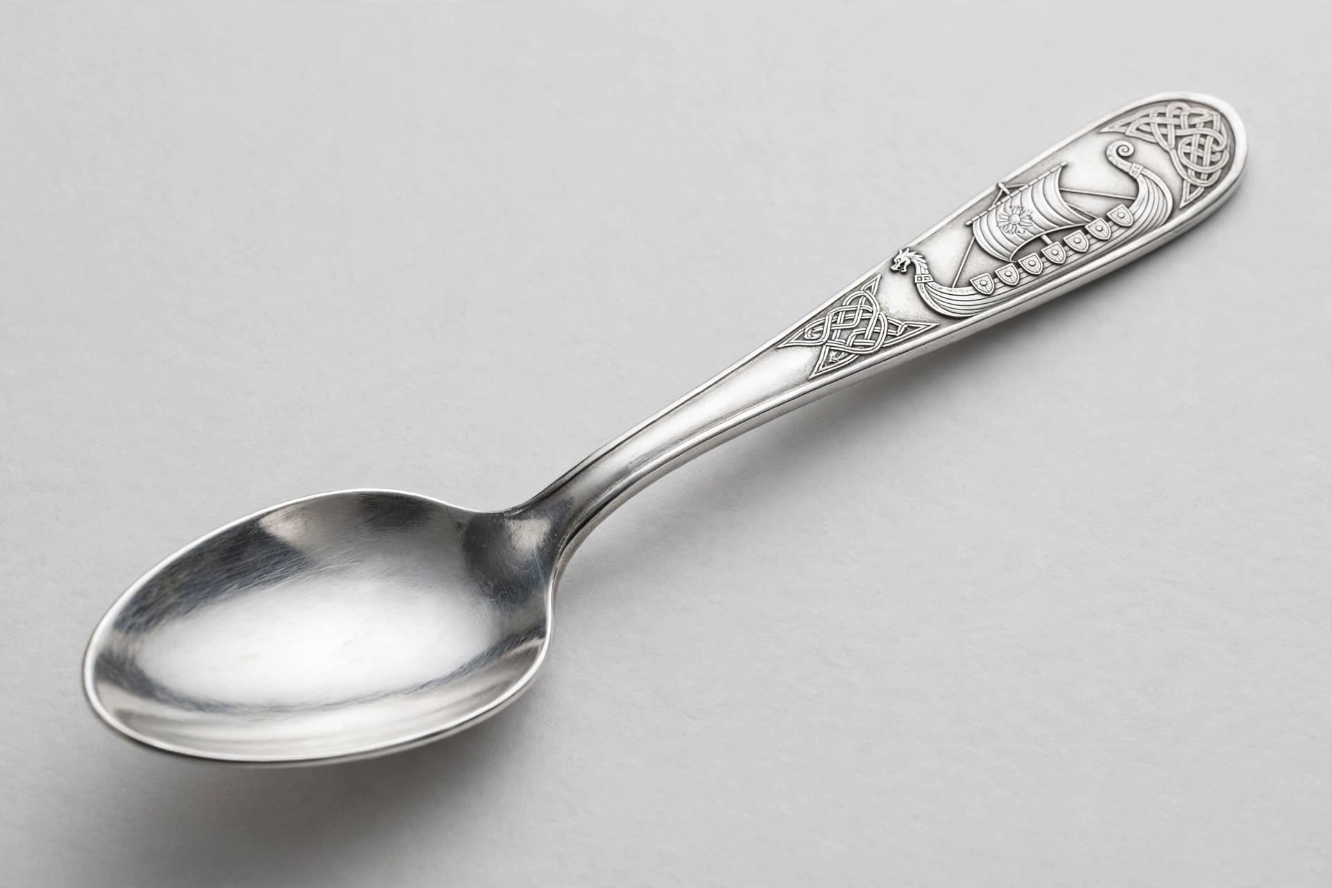 Norwegian Silver Spoon with Viking Ship Motif — Primary view